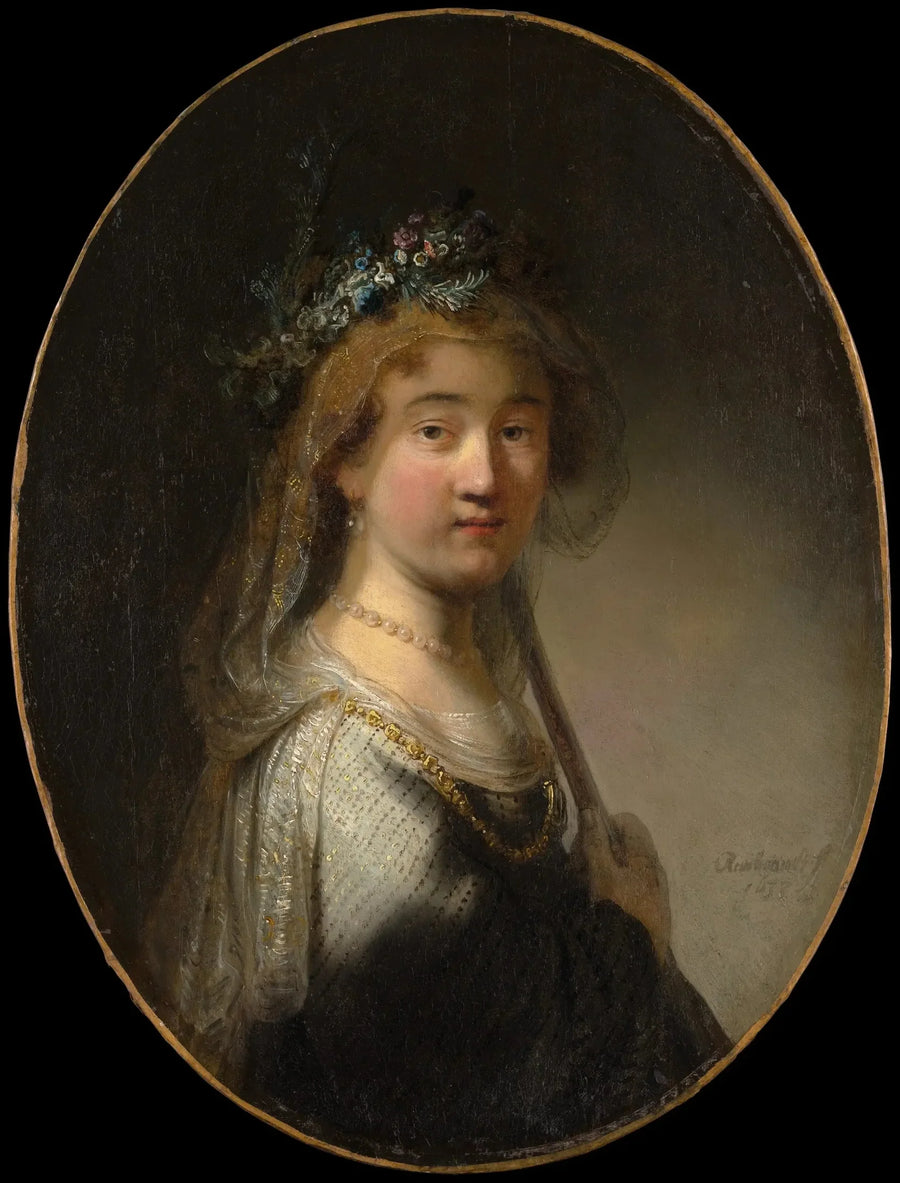 En ung kvinna i fåtölj ("Saskia i Flora") - Rembrandt