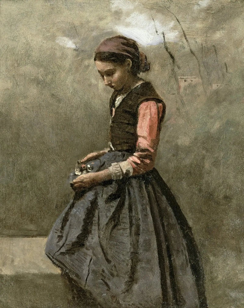 En tänkande flicka - Jean-Baptiste Camille Corot