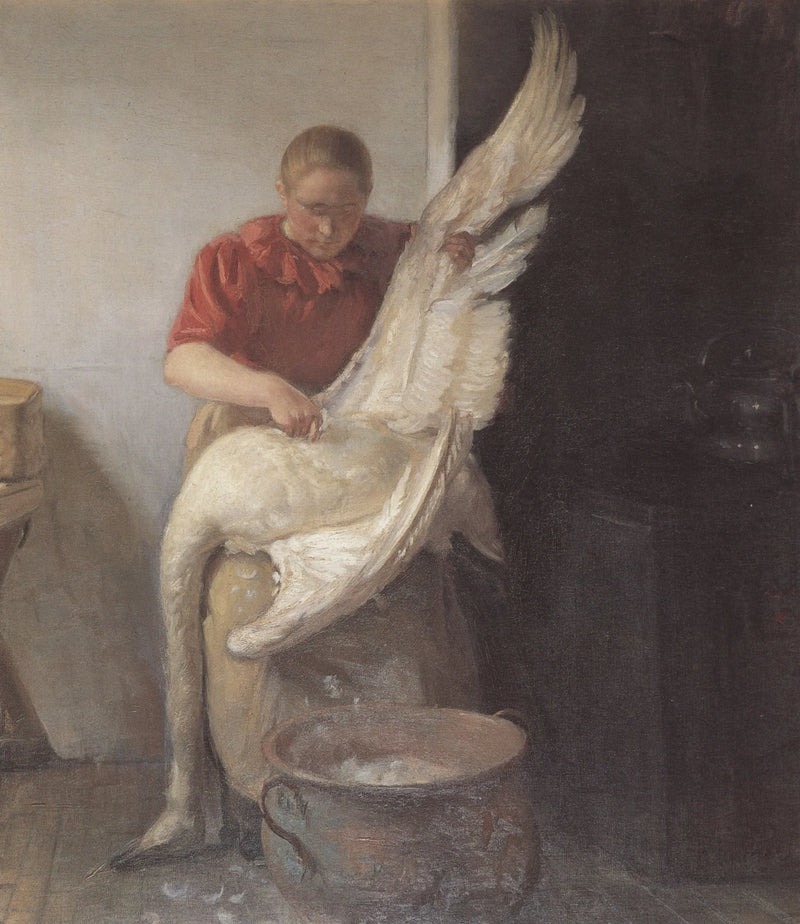En ung flicka som plockar en svan - Anna Ancher
