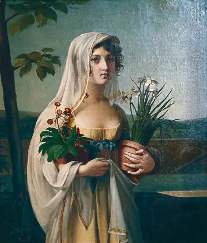 En ung flicka som bär två blomkrukor - Marie-Guillemine Benoist