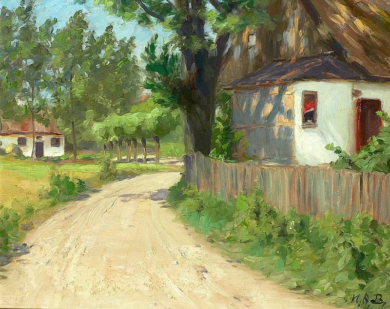 En sommardag i en by i Fionia. - H. A. Brendekilde