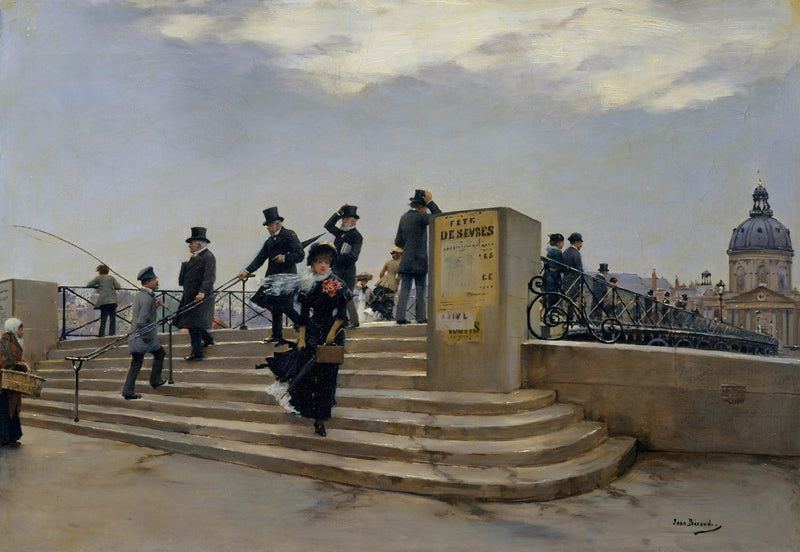 En blåsig dag på Arts-bron - Jean Béraud
