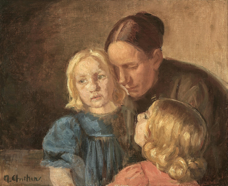 En mor med sina barn. - Anna Ancher