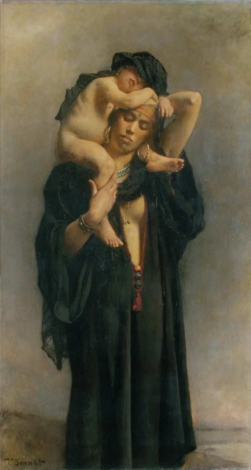 En egyptisk bonde och hennes barn - Léon Bonnat