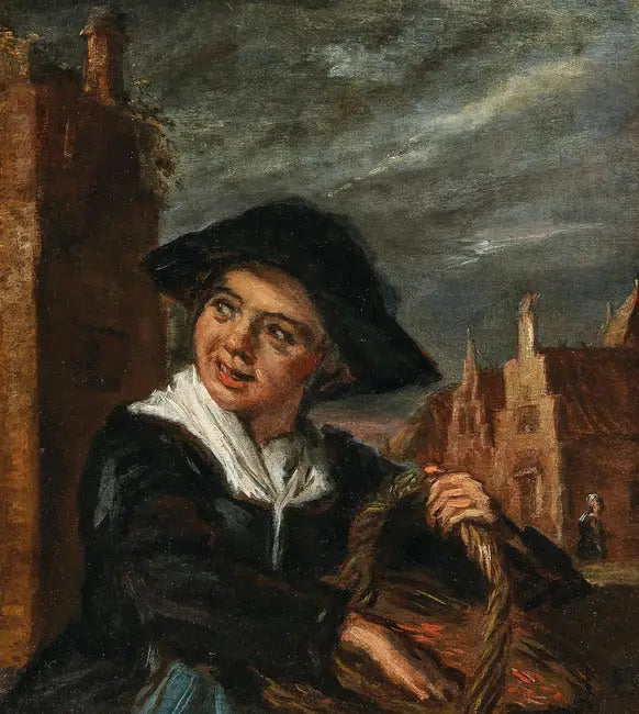 En fiskerska framför ett stadstorg - Frans Hals