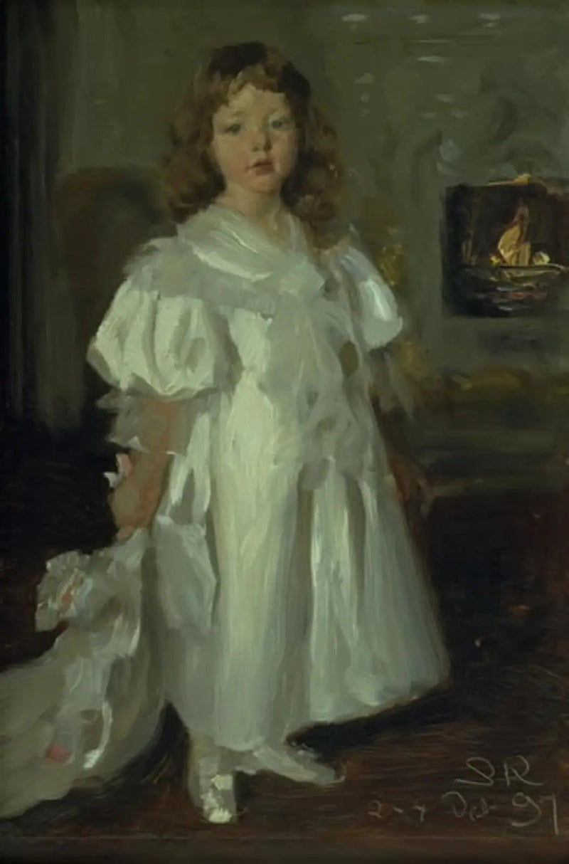 En liten flicka, Helga Melchior, i lång klänning - Peder Severin Krøyer