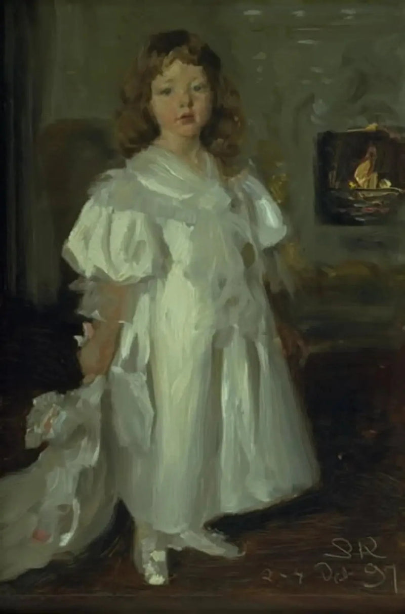 En liten flicka, Helga Melchior, i lång klänning - Peder Severin Krøyer
