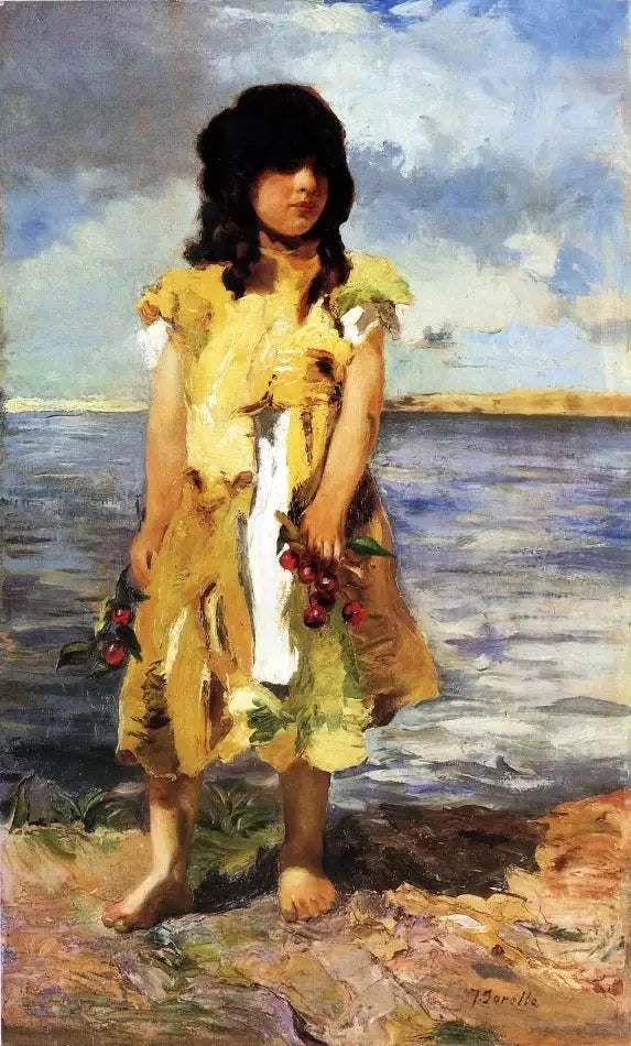 En liten zigenare med körsbär (En flicka på stranden). - Joaquín Sorolla