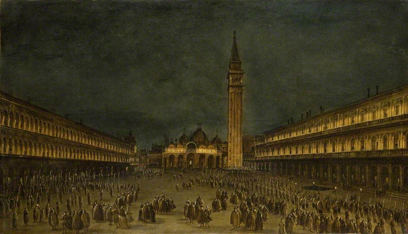 En nattlig procession på Sankt Markus plats - Francesco Guardi