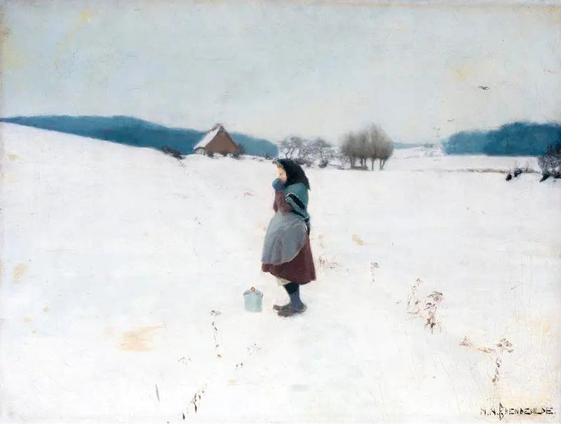 En promenad i snön. - H. A. Brendekilde