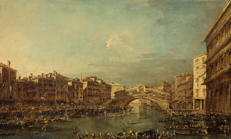 En regatta på Grand Canal med Rialto-bron i Venedig - Francesco Guardi