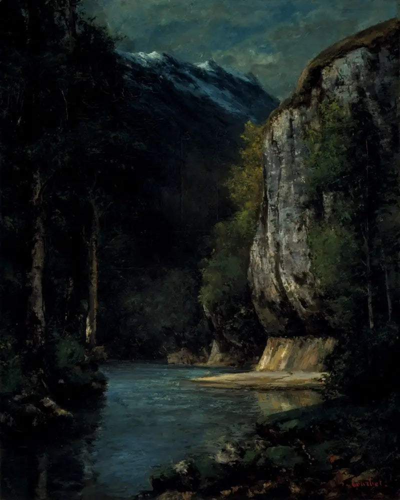 En flod i en bergsklyfta - Gustave Courbet