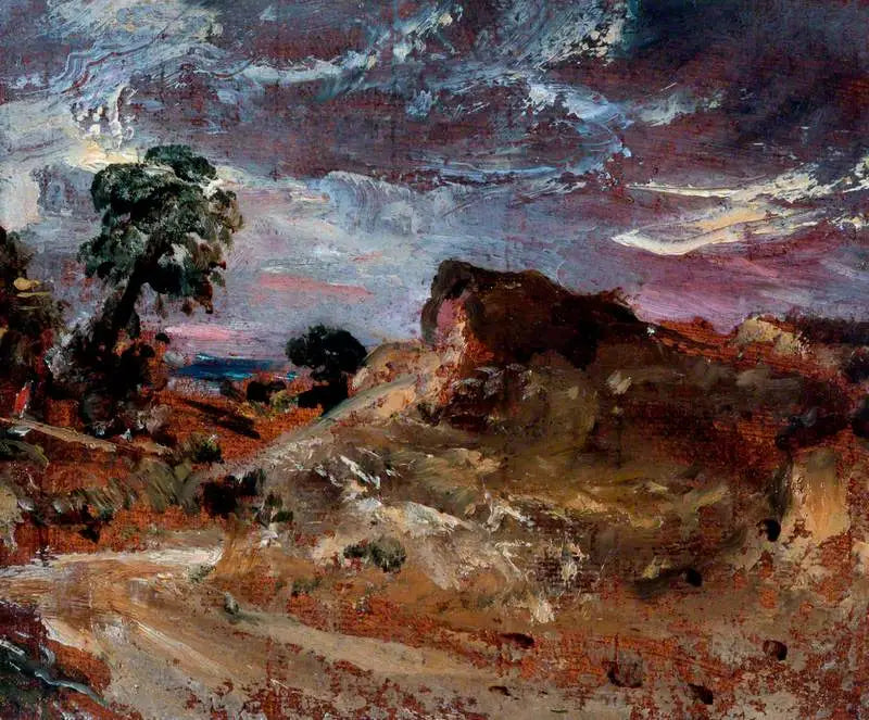 En landsväg och ett sandbank - John Constable