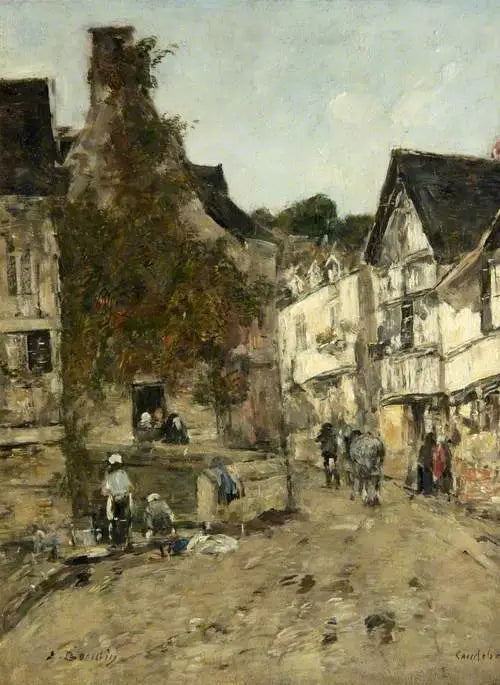 En gata i Caudebec-en-Caux - Eugène Boudin