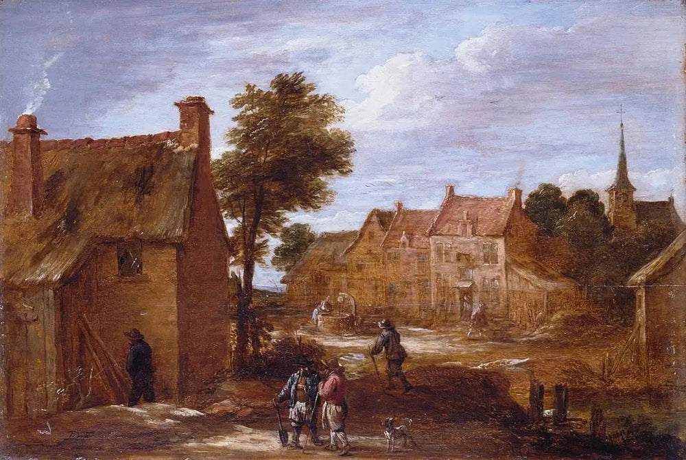 Une rue de village - David Teniers le Jeune image 1 copie peinte à la main à l’huile