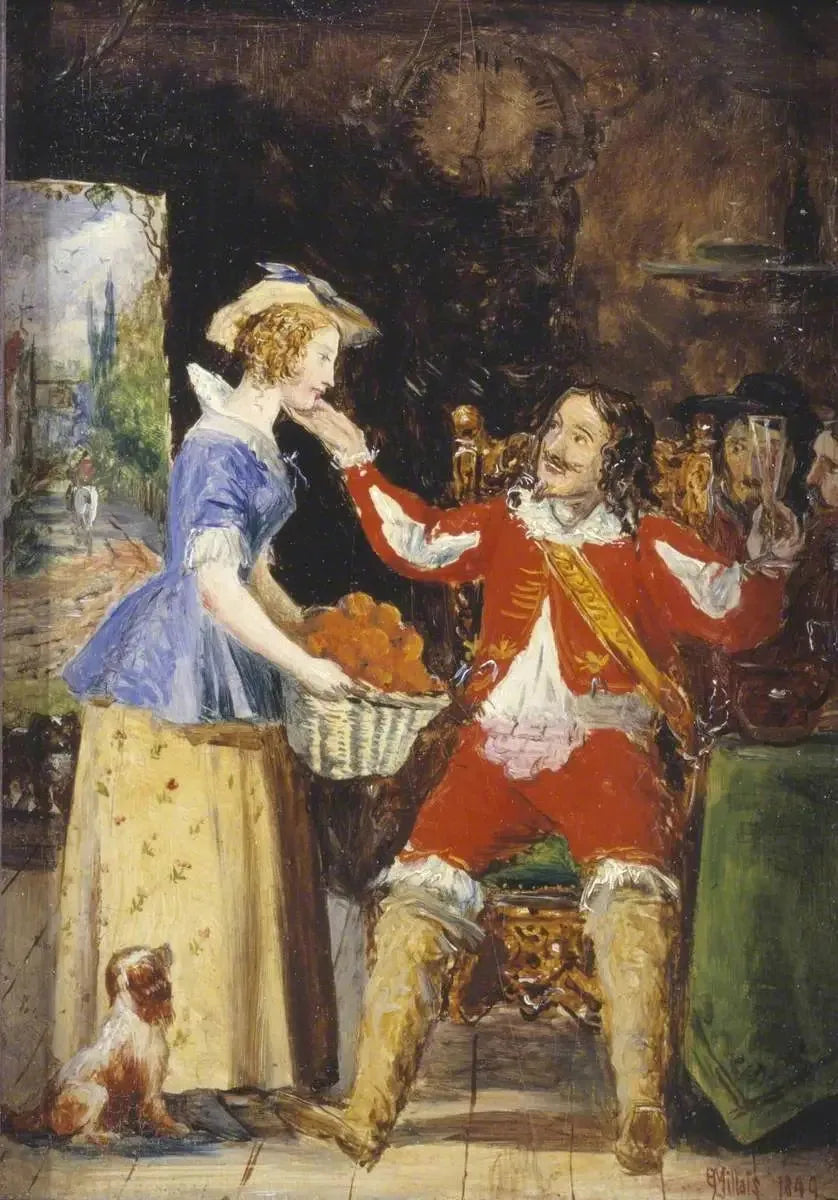 En servett som erbjuder en fruktkorg till en ryttare - John Everett Millais
