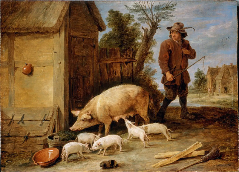En sugga och hennes kulting - David Teniers den yngre