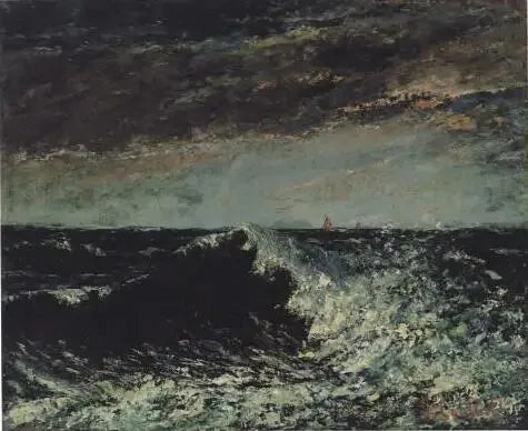 Une vague se brisant sous les nuages d'orage - Gustave Courbet image 1 reproduction de peinture à l’huile