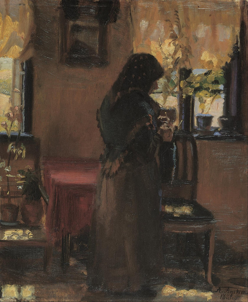 En gammal dam i sitt rum. - Anna Ancher
