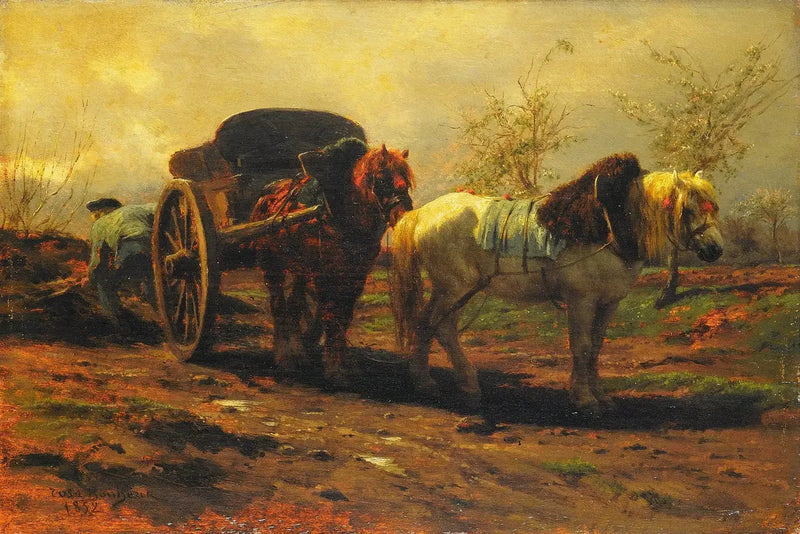 En bil med två hästar - Rosa Bonheur