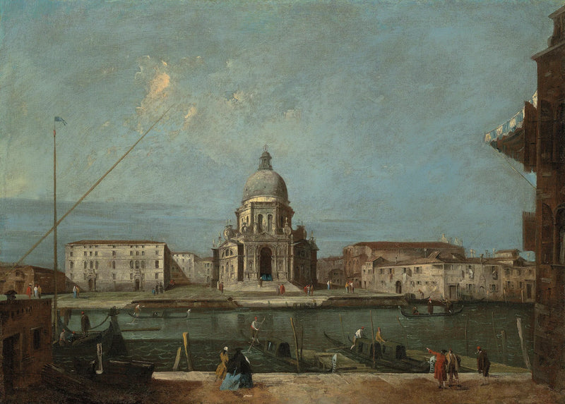 En vy över Grand Canal, Venedig, med Santa Maria della Salute kyrka - Francesco Guardi
