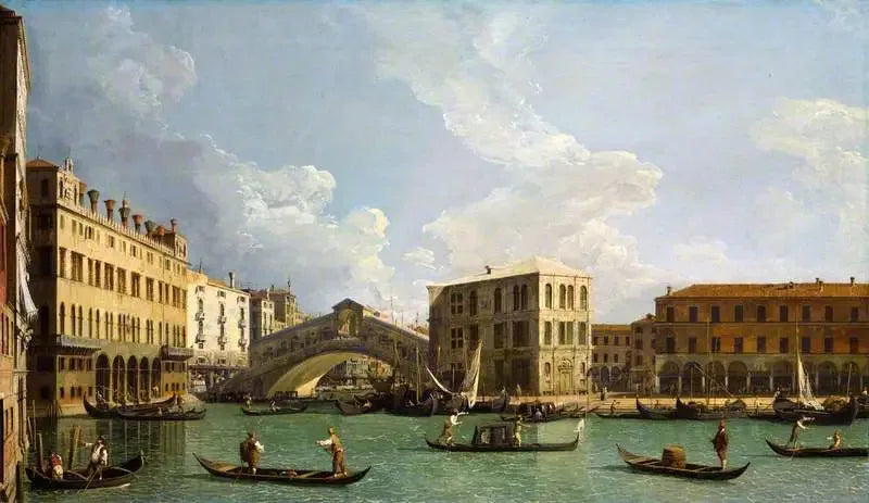 En vy av Rialto, Venedig - Canaletto
