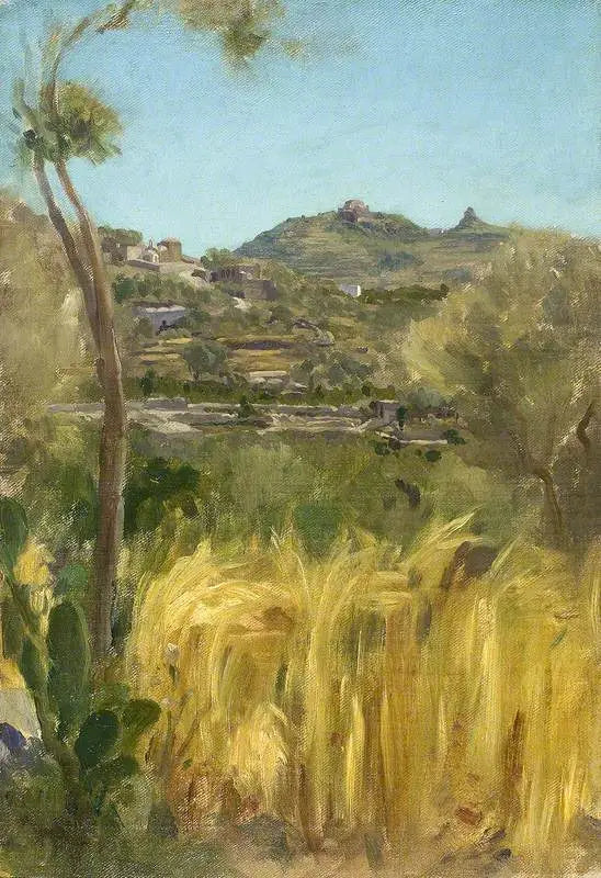 Une vue en Italie avec un champ de maïs - Frederic Leighton - Alpha Reproduction