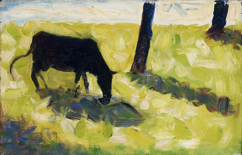 Svart ko i en äng - Georges Seurat