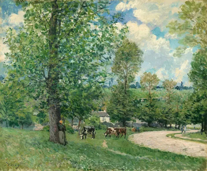 Kor på bete, Louveciennes - Alfred Sisley