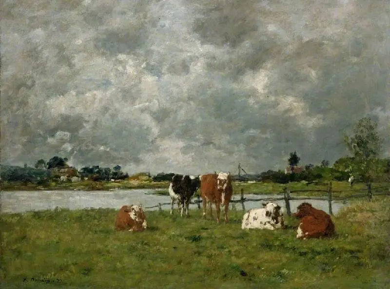 Kor i en äng under en stormig himmel, 1877 - Eugène Boudin