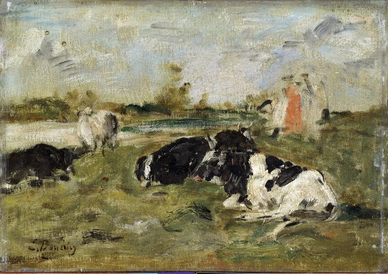 Kor på en äng - Eugène Boudin