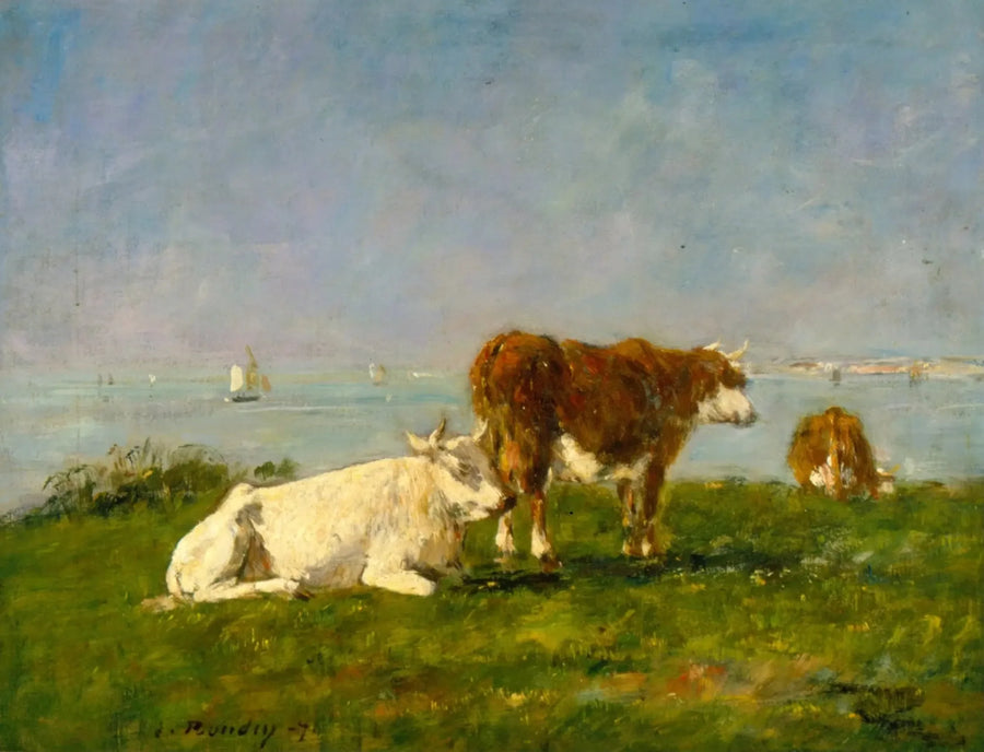 Kor som betar vid havet - Eugène Boudin