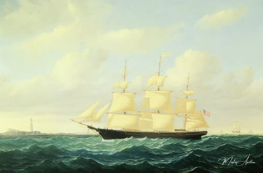 Vague déferlante Clipper Ship au large du phare de Boston, 1855 - William Bradford - Reproductions de tableaux et peintures haut de gamme