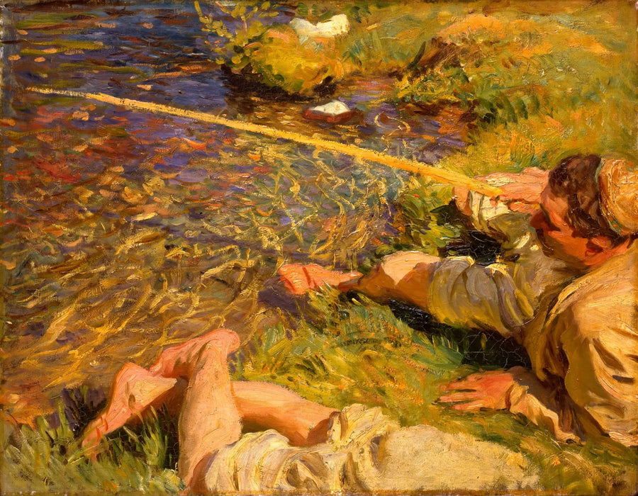 Val d'Aoste: En man som fiskar - John Singer Sargent