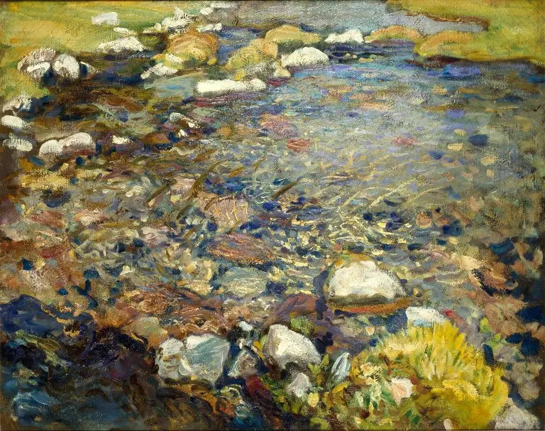 Val d'Aoste: en bäck på klippor - John Singer Sargent