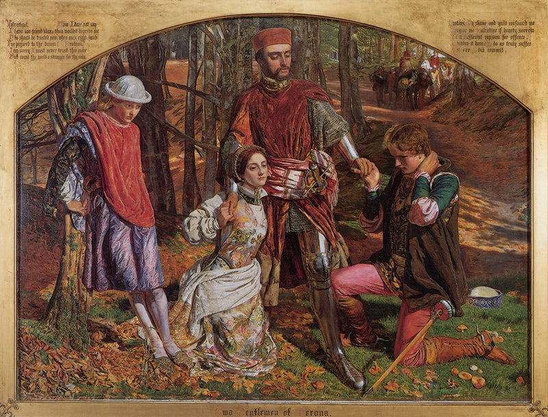 Valentine räddar Sylvia från Protée - William Holman Hunt