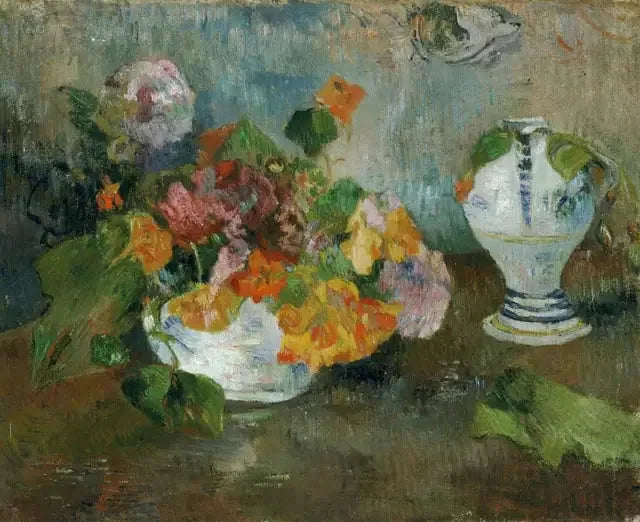 Vas med kapuciner och Quimper-keramik - Paul Gauguin