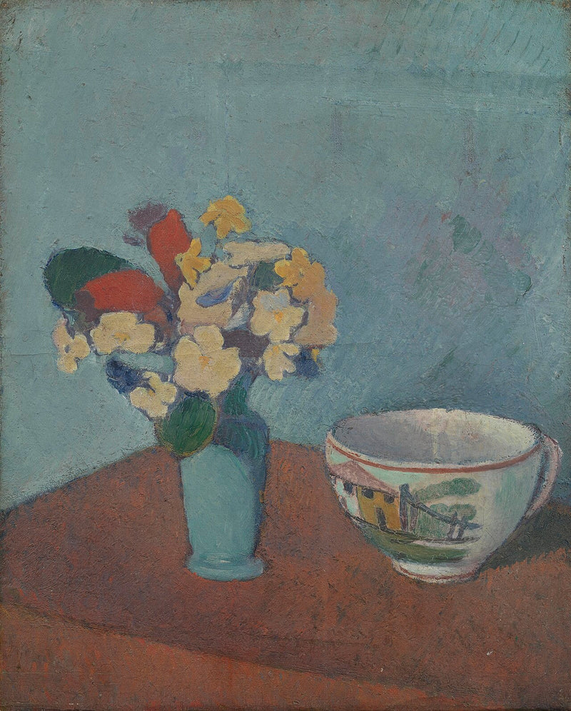 Vas med blommor och kopp - Émile Bernard