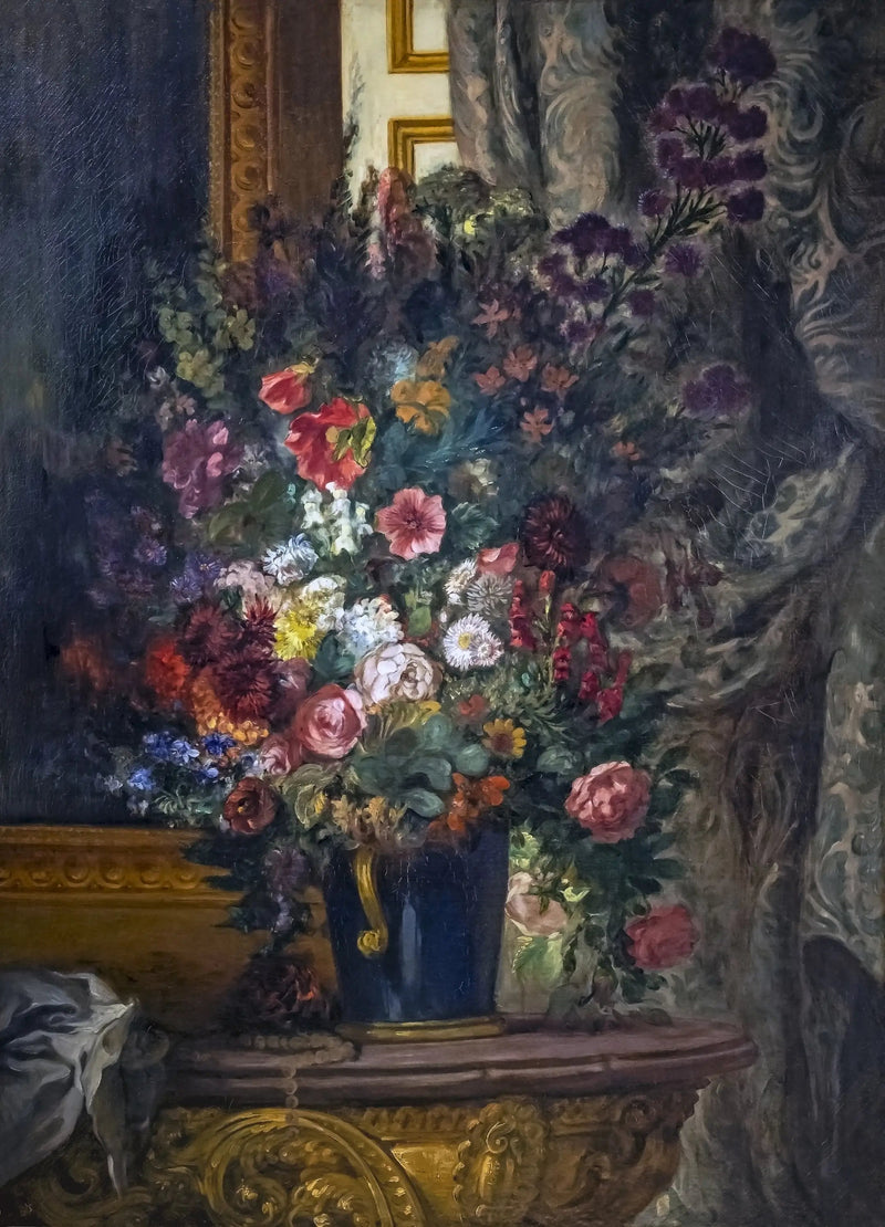 Blomvas på konsol - Eugène Delacroix