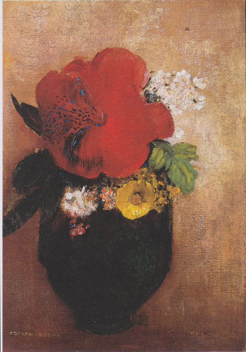 Blomvas: den röda vallmon - Odilon Redon
