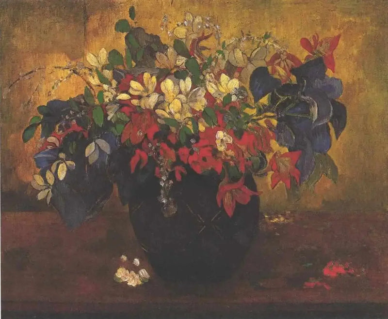 Röd blommig vas - Paul Gauguin