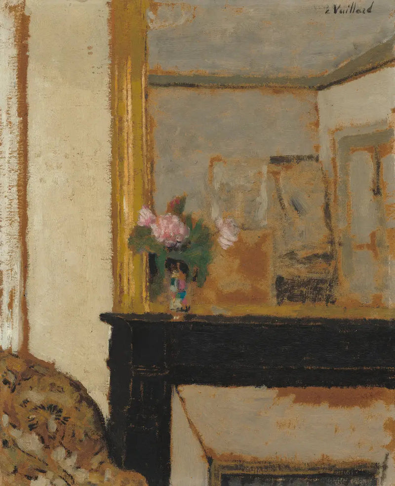 Blomvas på en öppen spis - Édouard Vuillard