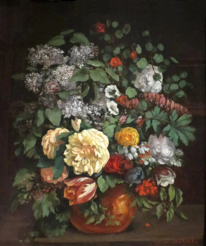 Lila-, ros- och tulpanvas - Gustave Courbet
