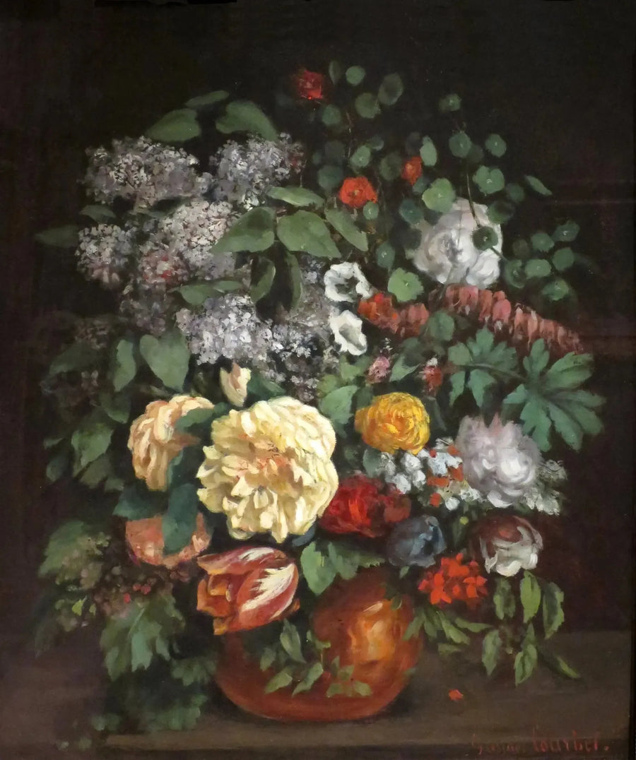 Lila-, ros- och tulpanvas - Gustave Courbet