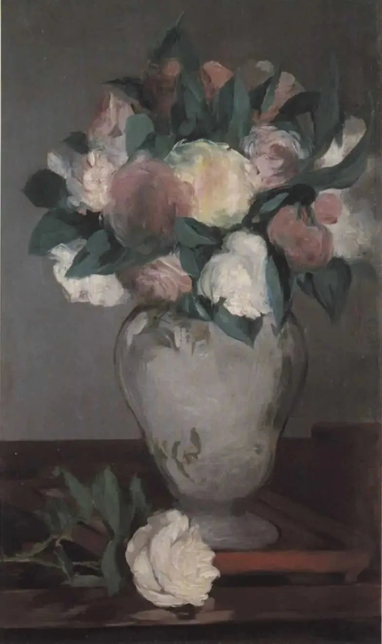 Pionvas på en lackad bricka - Édouard Manet