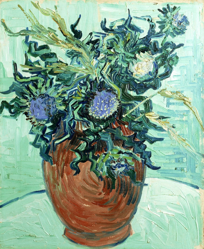 Vas med blommor och tistlar - Vincent van Gogh