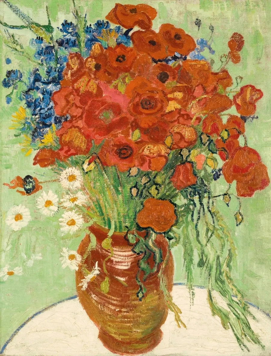 Vas med prästkragar och vallmo - Vincent van Gogh