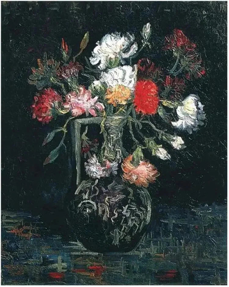 Vas med vita och röda nejlikor - Vincent van Gogh