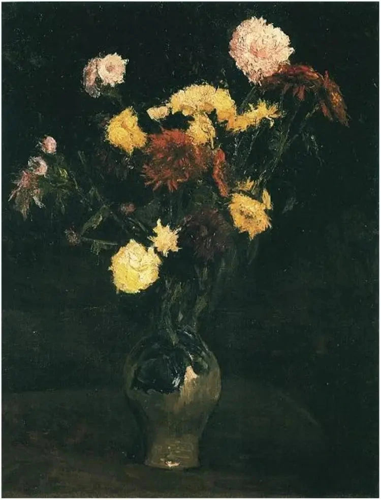 Vas med nejlikor och zinnior - Vincent van Gogh