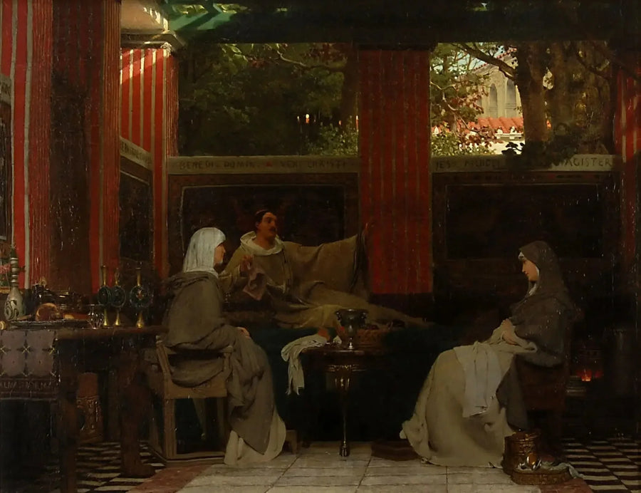 Venantius Fortunatus reciterar sina verser för Radagonda VI och för abbedissan av klostret i Poitiers - Lawrence Alma-Tadema